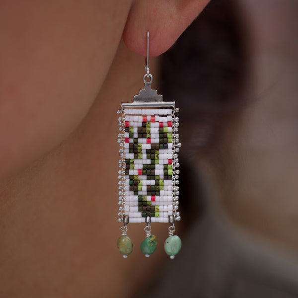 Prickly Pear Earrings in White