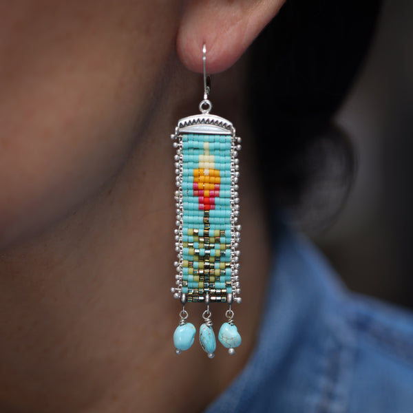 Yucca Earrings in Blue with Dry Creek Turquoise