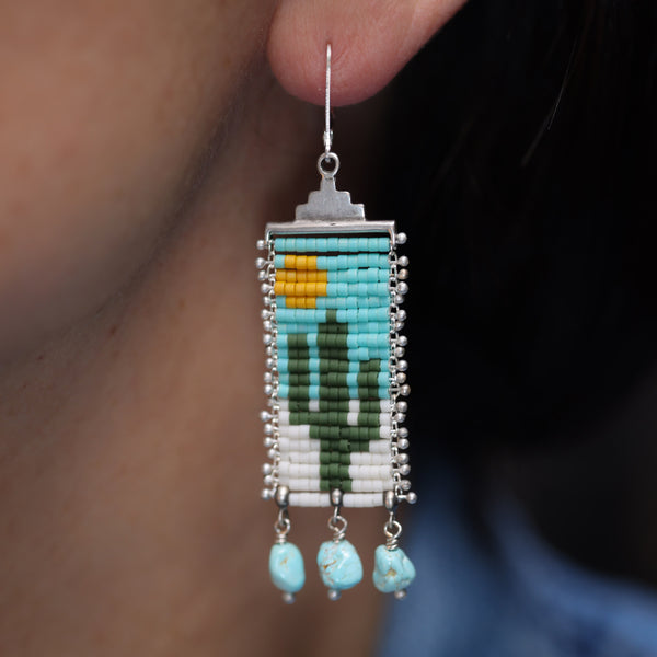 Saguaro Earrings in Blue with Dry Creek Turquoise