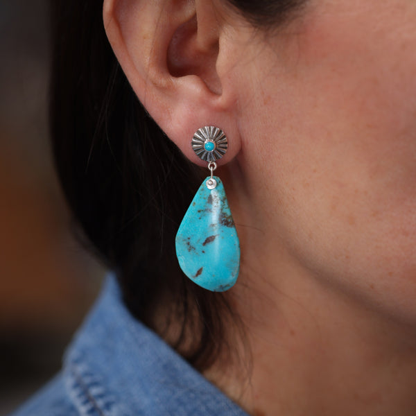 Kingman Turquoise Slab Post Earring #2