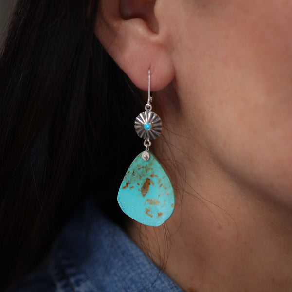 Kingman Turquoise Slab Earring #1