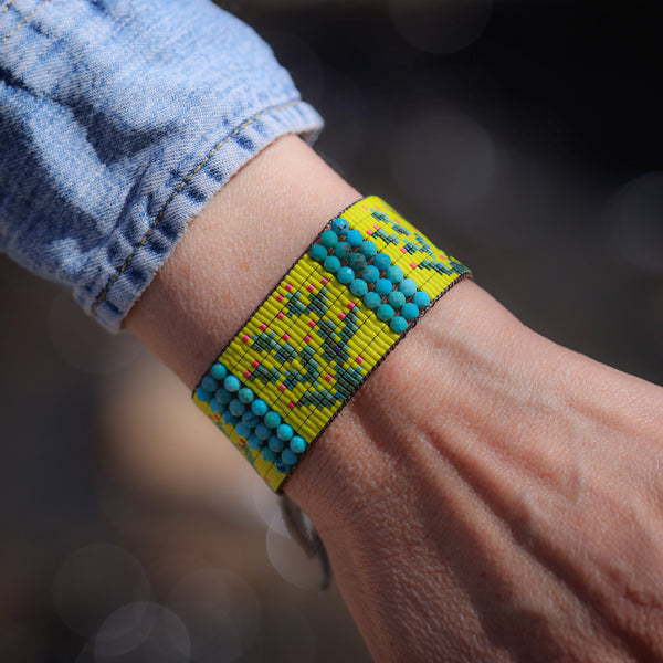 Prickly Pear Bracelet in Yellow with Turquoise