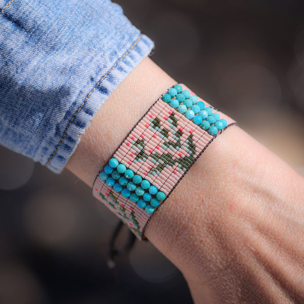 Prickly Pear Bracelet in Pink with Turquoise