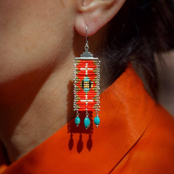 Cruces de Caminos Earrings in red