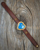 Horse Tack Leather Bracelet with 24k Vermeil and a Kingman Turquoise Heart