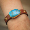 Horse Tack Leather Bracelet with 24k Vermeil and Kingman Turquoise