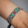 White and Brown Cruces Bracelet with Kingman Turquoise