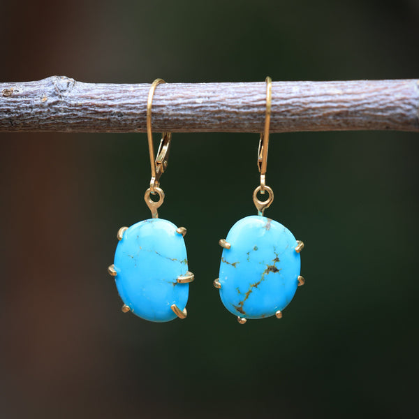 American Turquoise Earring in 24k Vermeil
