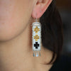 Long Golondrinas Earrings in White and Black