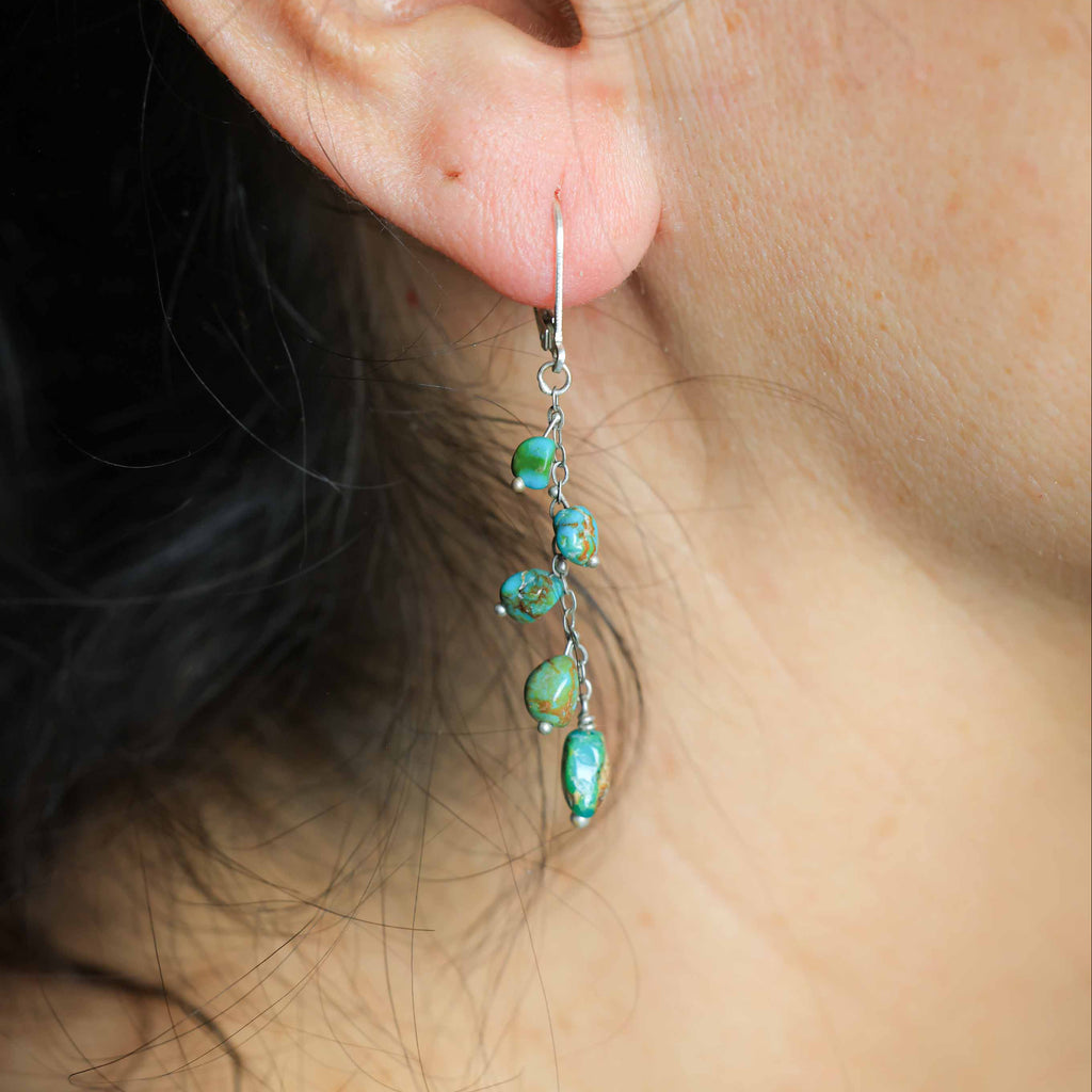 La Semillas Earrings with Kingman Turquoise