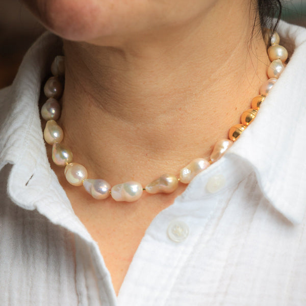 Treasure of the Sea and Sky Necklace with Baroque Pearl in 24k Vermeil