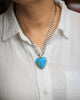Kingman Turquoise Heart Necklace with Curb Chain