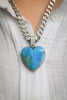 Kingman Turquoise Heart Necklace with Curb Chain