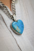 Kingman Turquoise Heart Necklace with Curb Chain