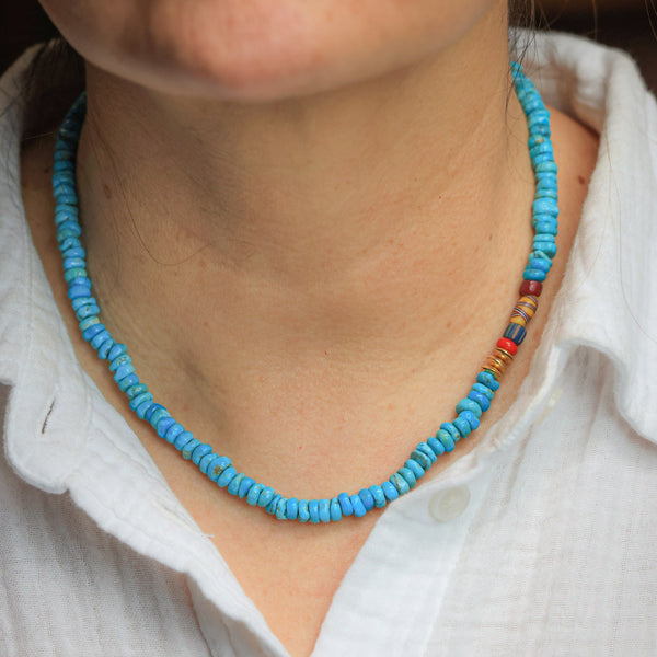 Turquoise Necklace with African Trade Beads 2