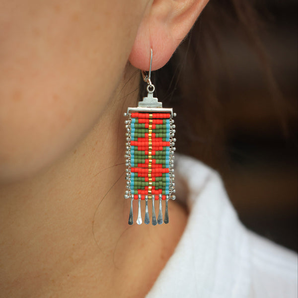 Vermillion Red Diamante Earrings