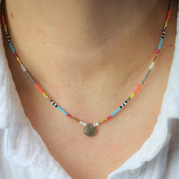 Seed Bead Necklace with Labradorite
