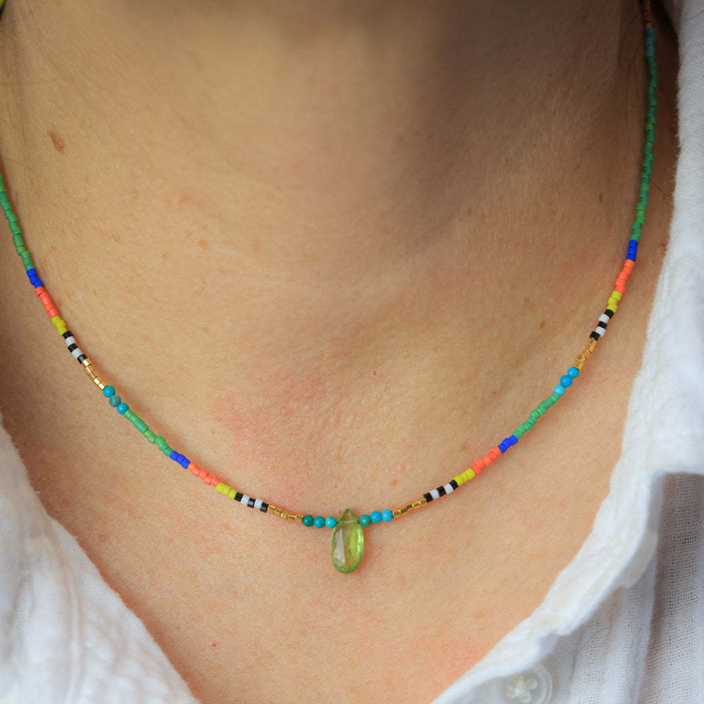 Seed Bead Necklace with Peridot