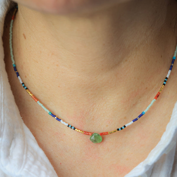 Seed Bead Necklace with Prehnite