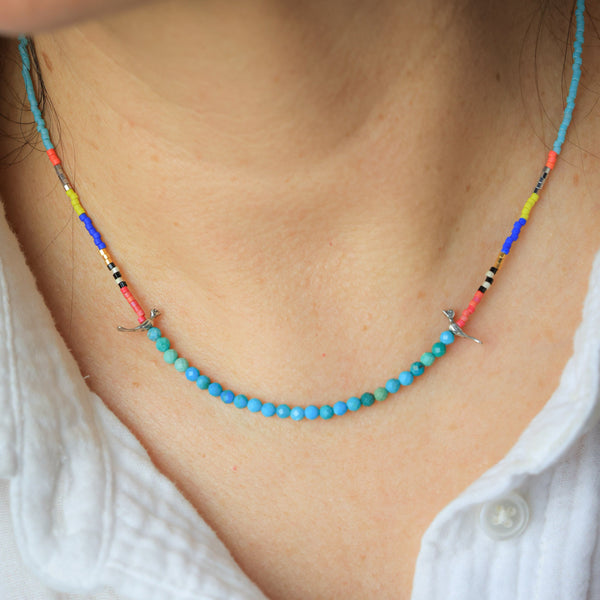 Little Birds Necklace with Turquoise