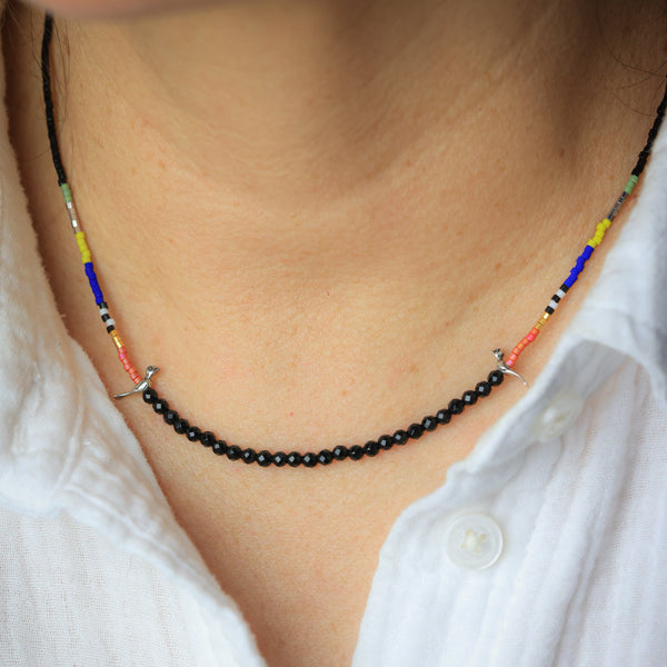 Little Birds Necklace with Onyx