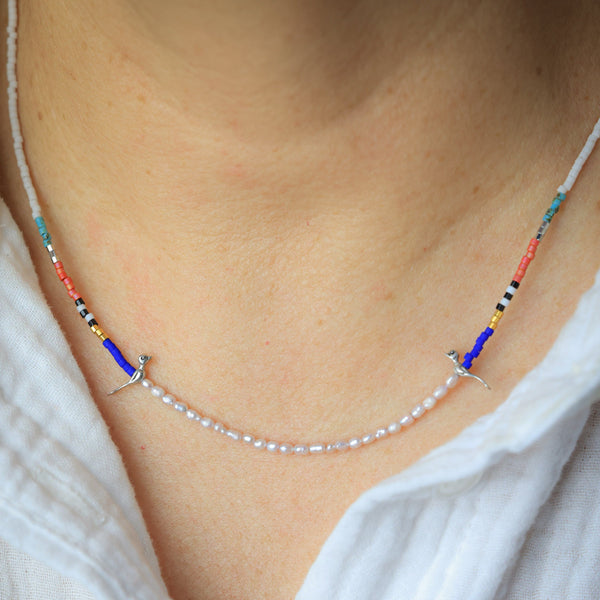 Little Birds Necklace with Pearl