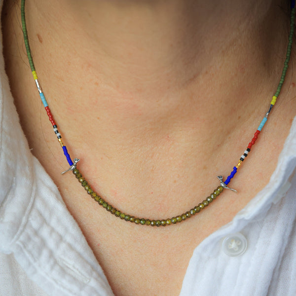 Little Birds Necklace with Chrome Diopside