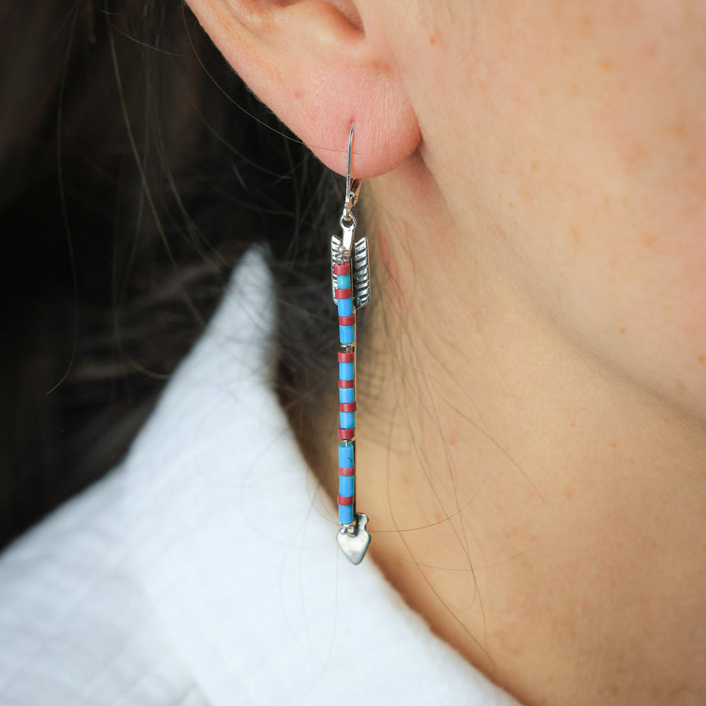 Twin Arrows Earrings with Sleeping Beauty Turquoise