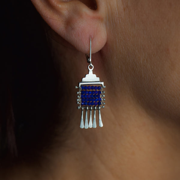 Petite Lapis Bead Earrings