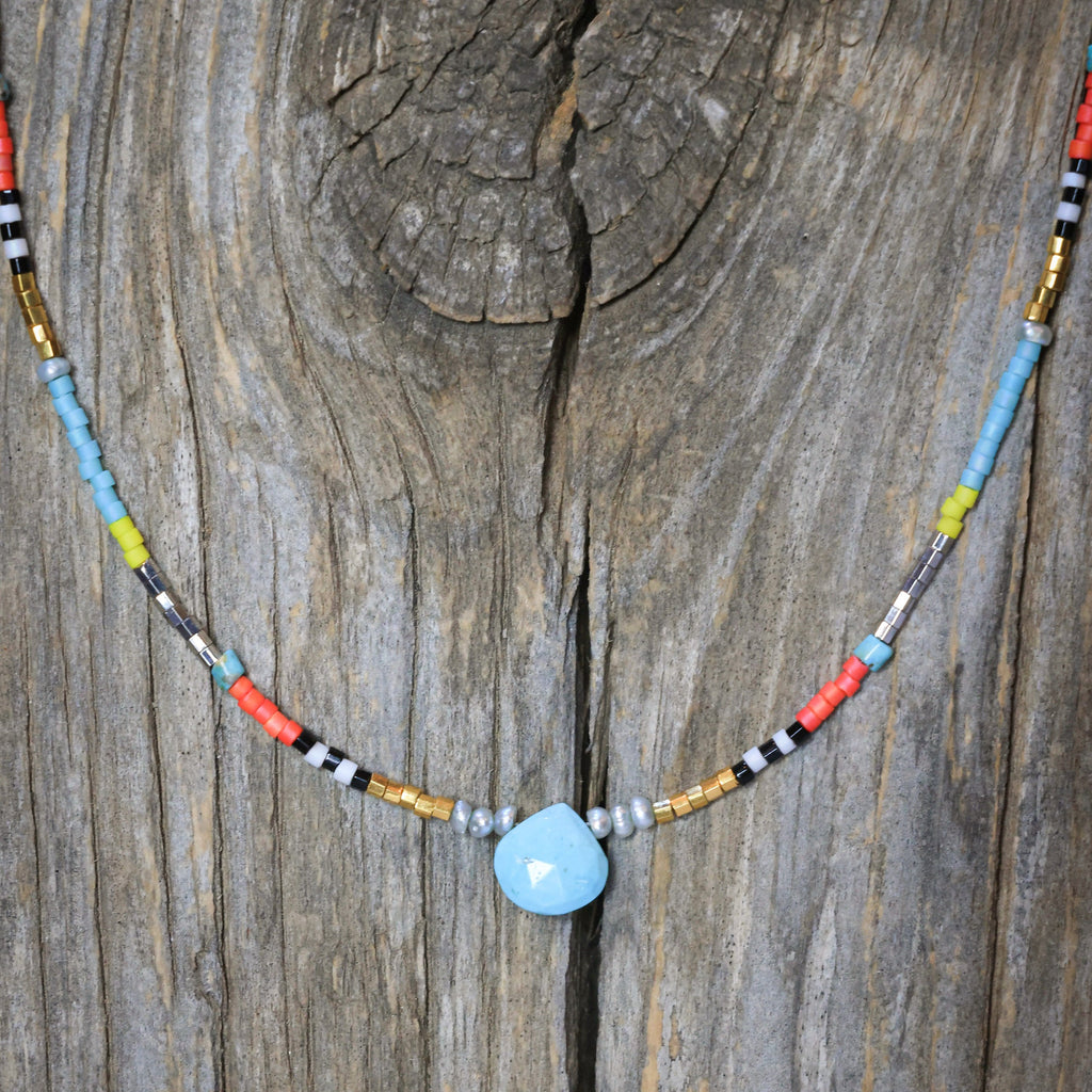 Seed Bead Necklace with Turquoise