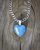 Kingman Turquoise Heart Necklace with Curb Chain