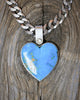 Kingman Turquoise Heart Necklace with Curb Chain