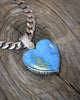 Kingman Turquoise Heart Necklace with Curb Chain
