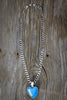 Kingman Turquoise Heart Necklace with Curb Chain