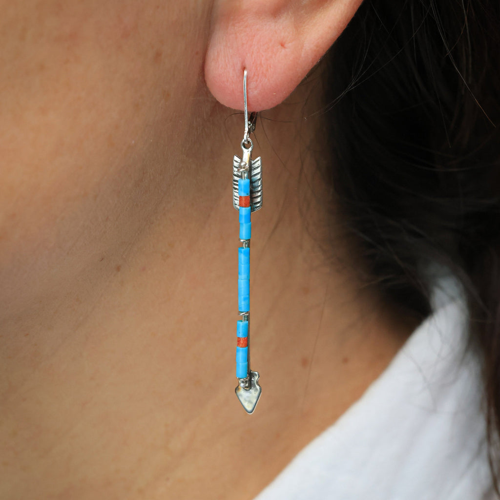 Twin Arrows Earrings with Sleeping Beauty Turquoise