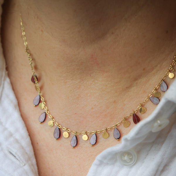 Fringe Necklace With Garnet in 24K Vermeil