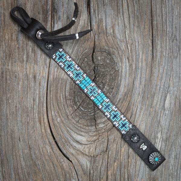 Blue and Silver Cruces Bracelet with Turquoise