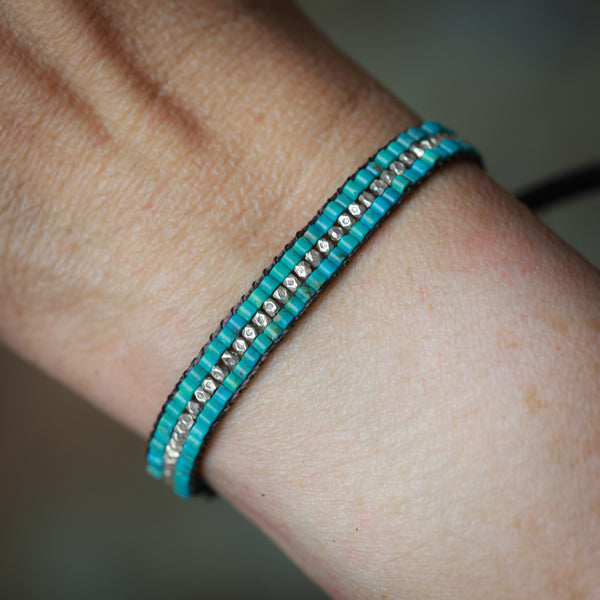 Heishi Cut Turquoise Bead Bracelet