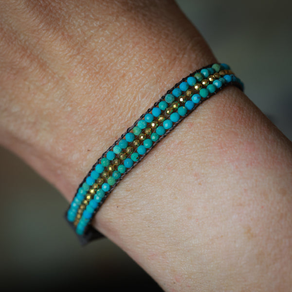 Facet Cut Turquoise Bead Bracelet