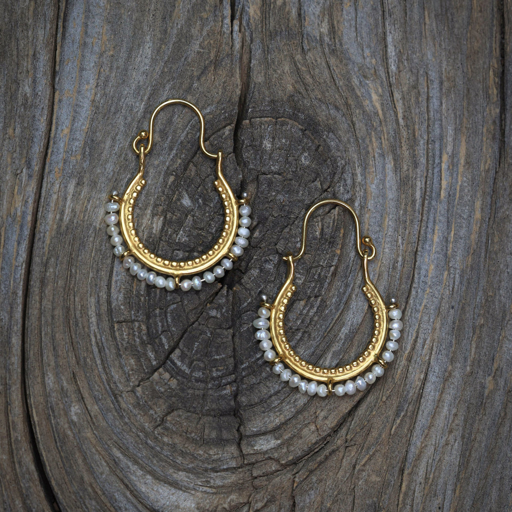 Arco Earrings with Pearl and 24k vermeil