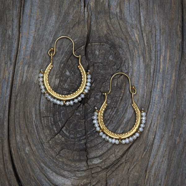 Arco Earrings with Pearl and 24k vermeil