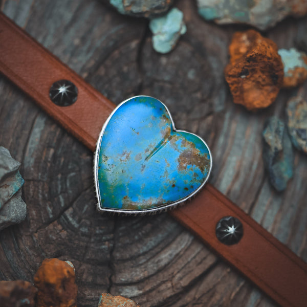 Horse Tack Bracelet with a Kingman Turquoise Heart