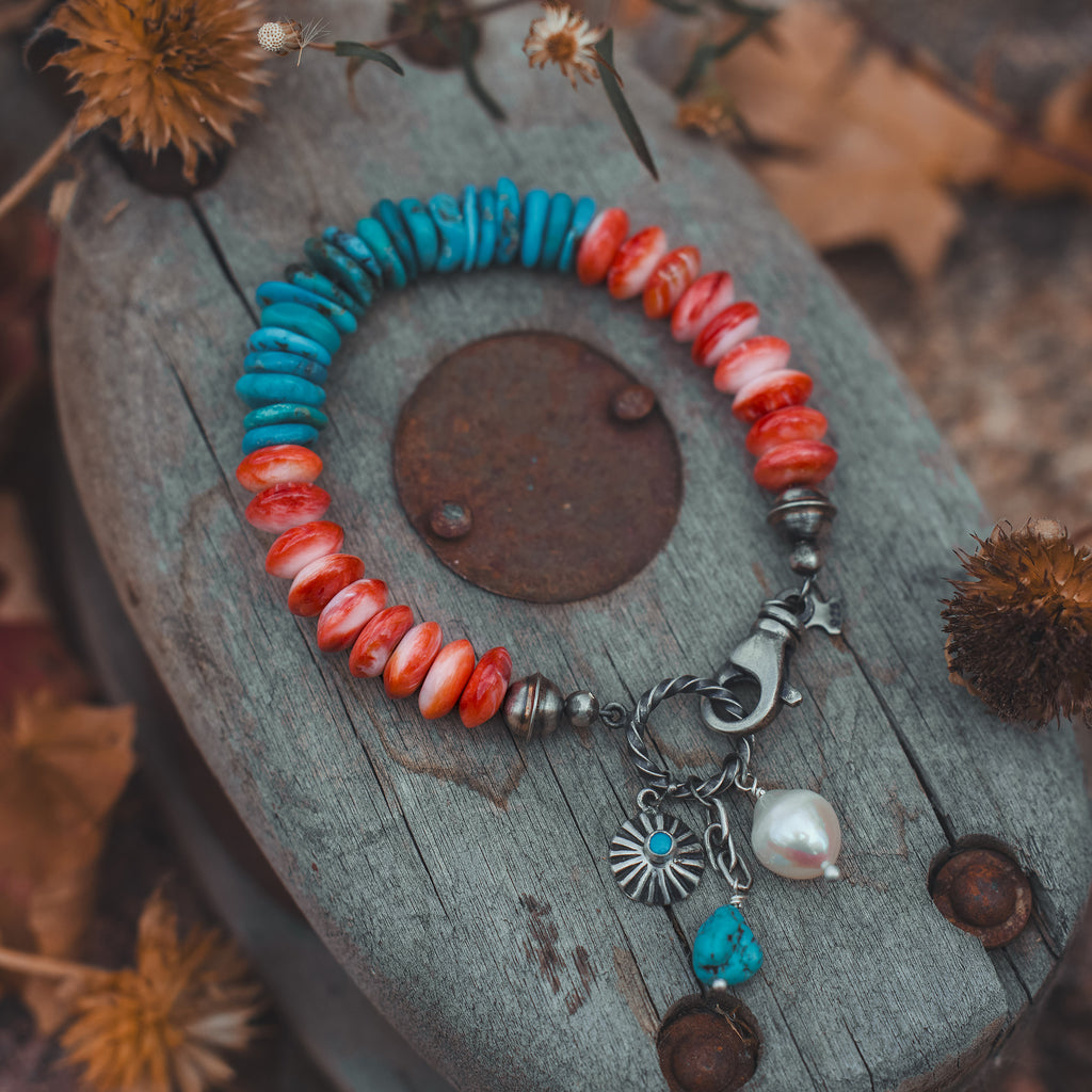 Turquoise and Spiny Oyster Treasure of the Sea and Sky Bracelet