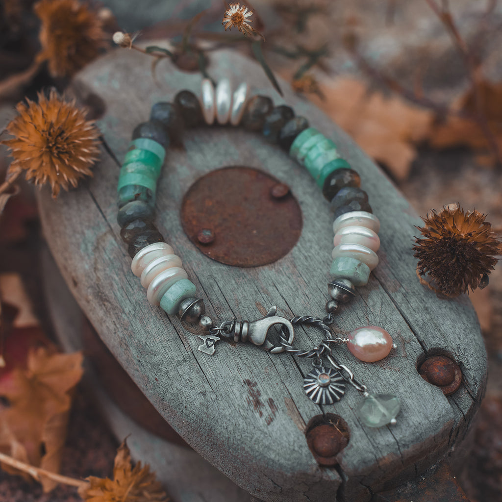 Labradorite and Chrysoprase Treasure of the Sea and Sky Bracelet