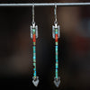 Twin Arrows Earrings with Elisa Turquoise and Apple Coral