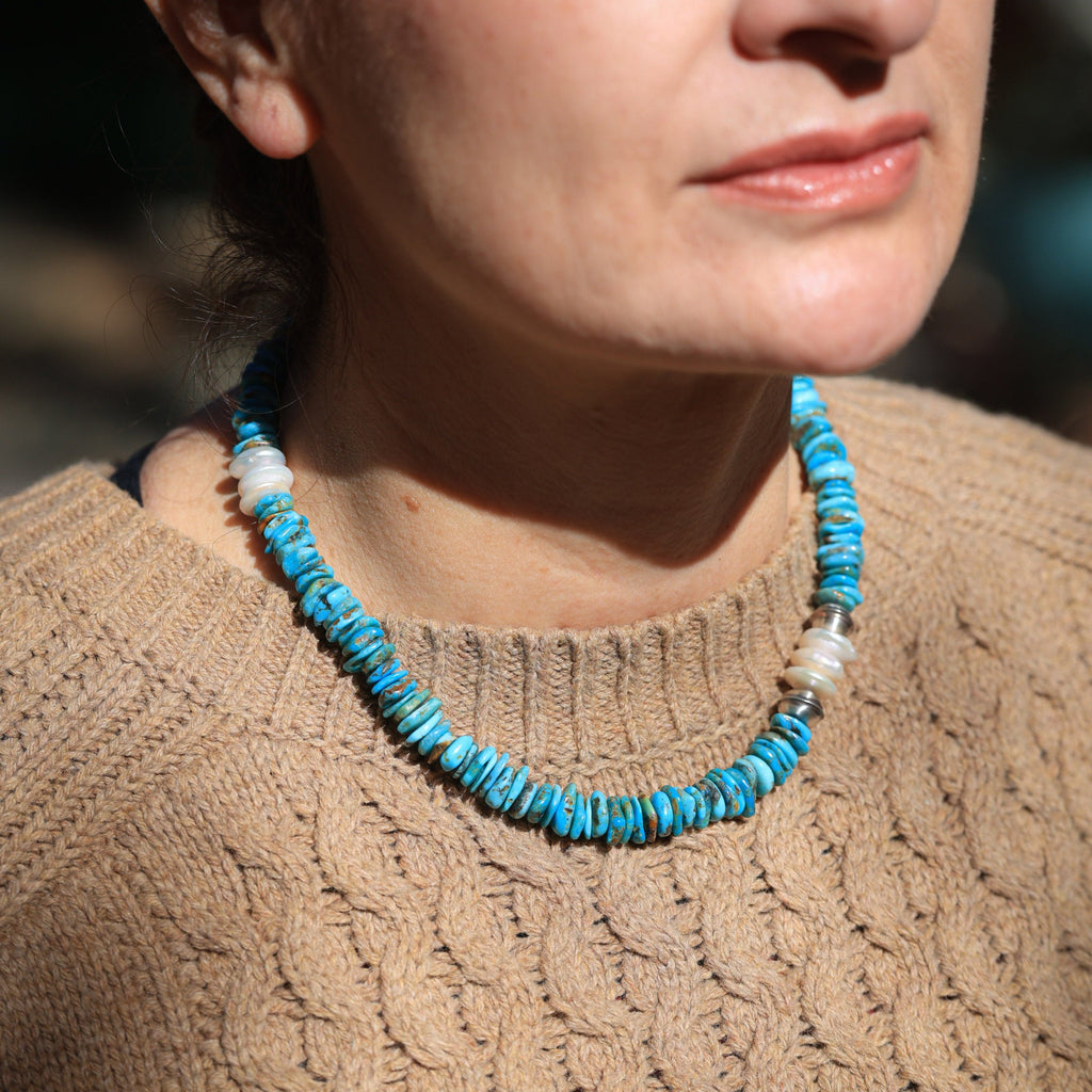 Treasure of the Sea and Sky Necklace with Turquoise & Pearl