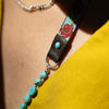 Red Rosas Mixed Media Necklace/Bracelet Wrap with Turquoise*