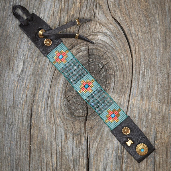 Labradorite & Turquoise Ojo Bracelet in 24k Vermeil