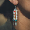 Long Red Mini Sacred Peak Earrings with Turquoise