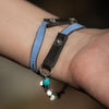 Blue Serape Double Wrap Bracelet with Turquoise